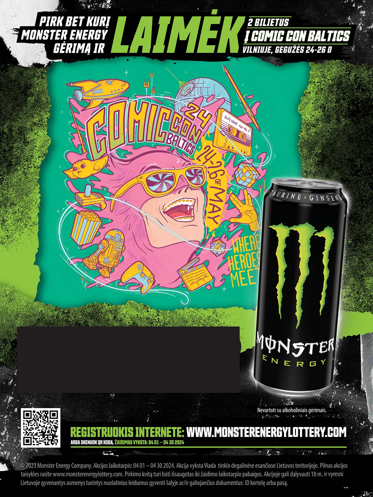 Pirk bet kurį Monster Energy gėrimą ir laimėk 2 bilietus į Comic Con Baltics! Vilniuje, gegužės 24-26D